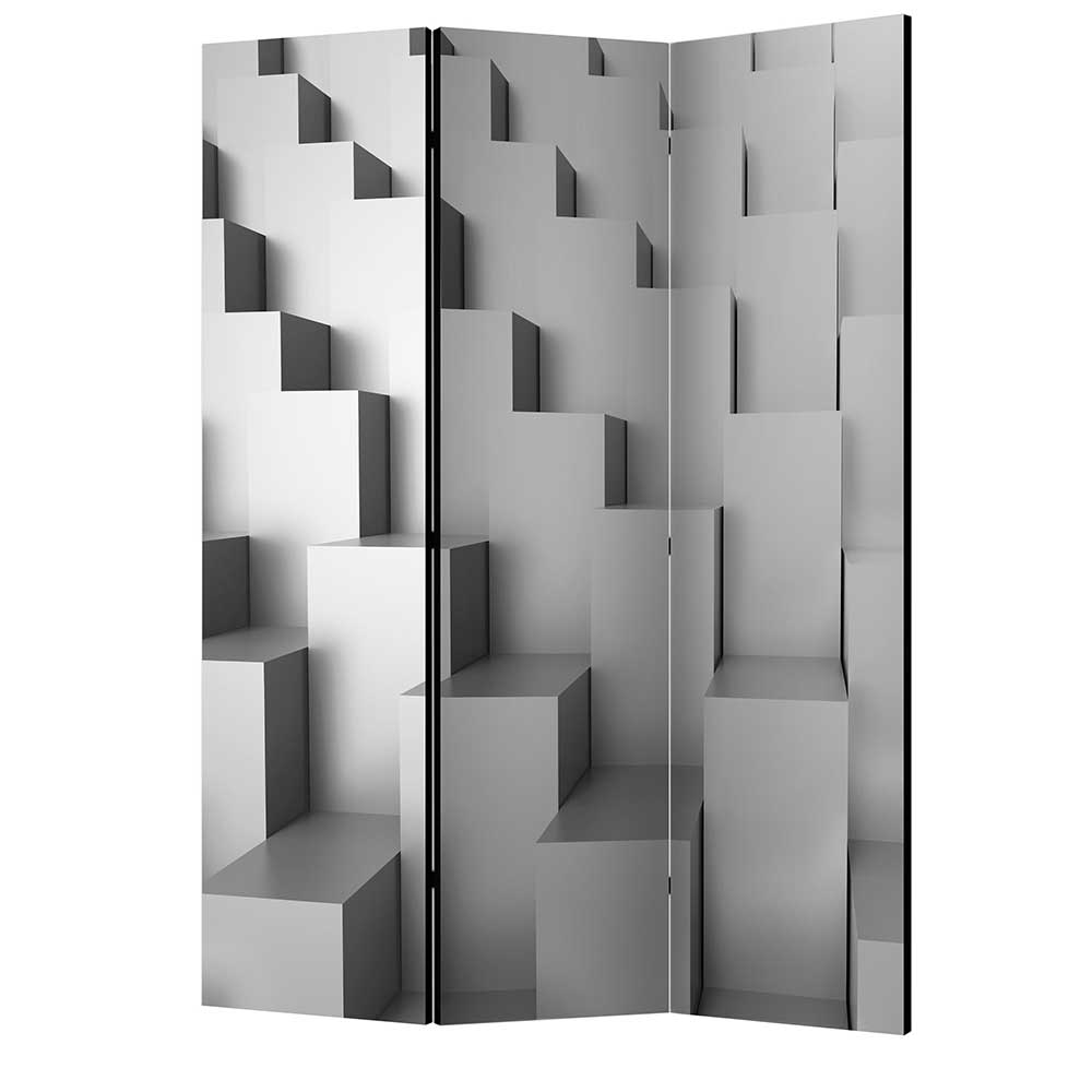 Sichtschutzwand Roomy in Weiß und Grau mit geometrischem Muster