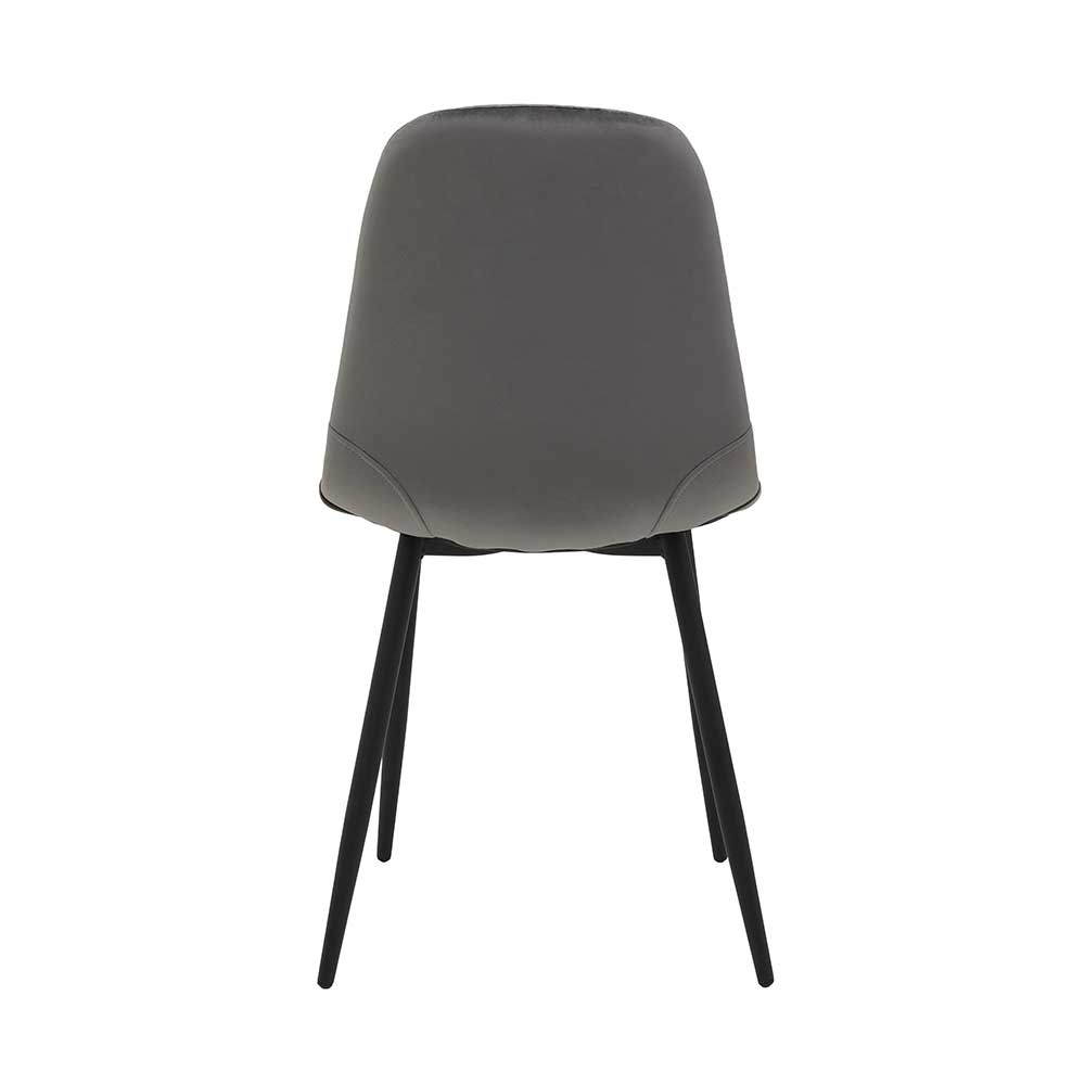 Esstisch Stühle Diziana in Grau Samt mit Metallgestell in Schwarz (Set)