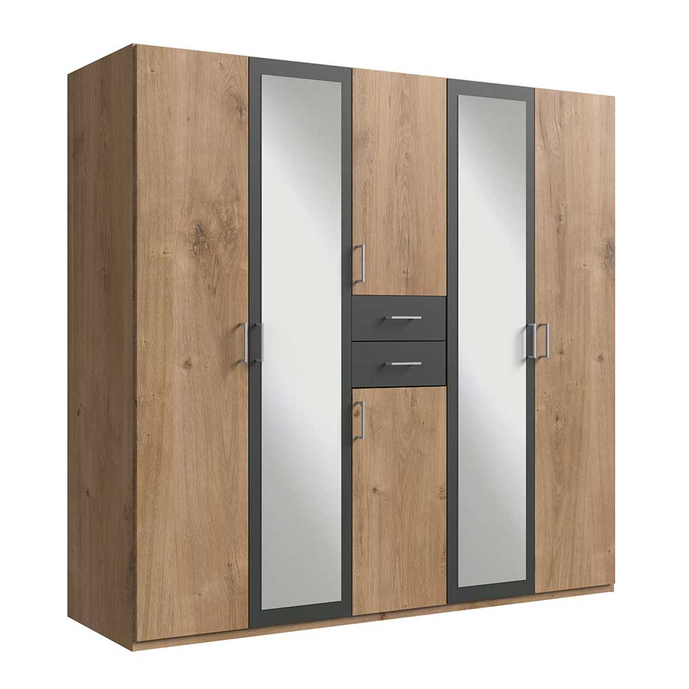 Großer Kleiderschrank Coriba mit Spiegeltüren und zwei Schubladen
