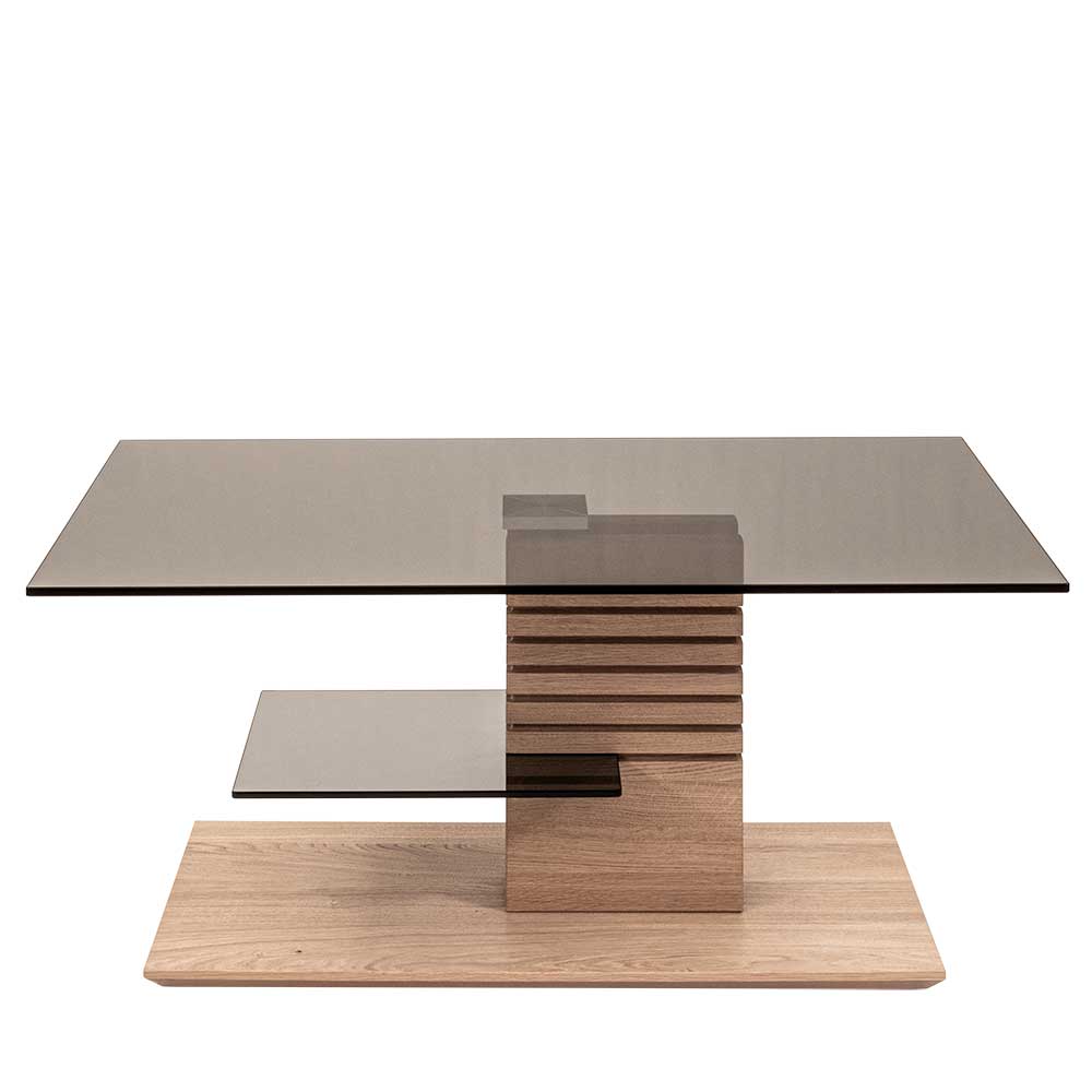 Moderner Wohnzimmer Tisch Oaki aus Sicherheitsglas höhenverstellbar