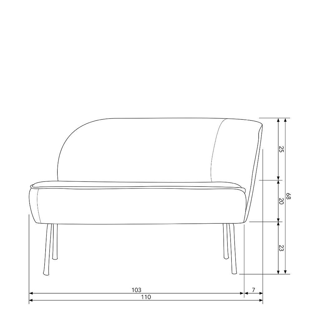 Zweisitzer Lounge Sofa Merkur in Beige aus Boucle Stoff und Metall