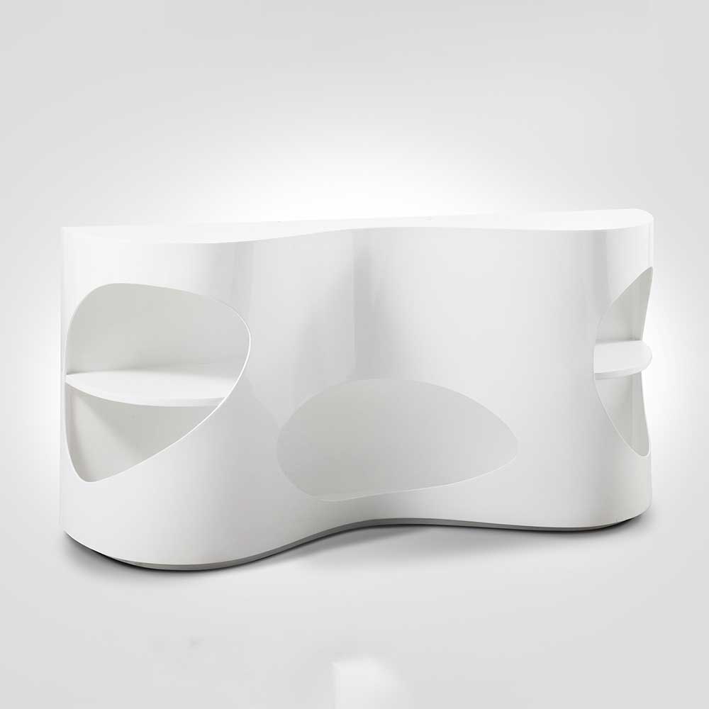 Design Sideboard Lipidean in Hochglanz Weiß in geschwungener Form