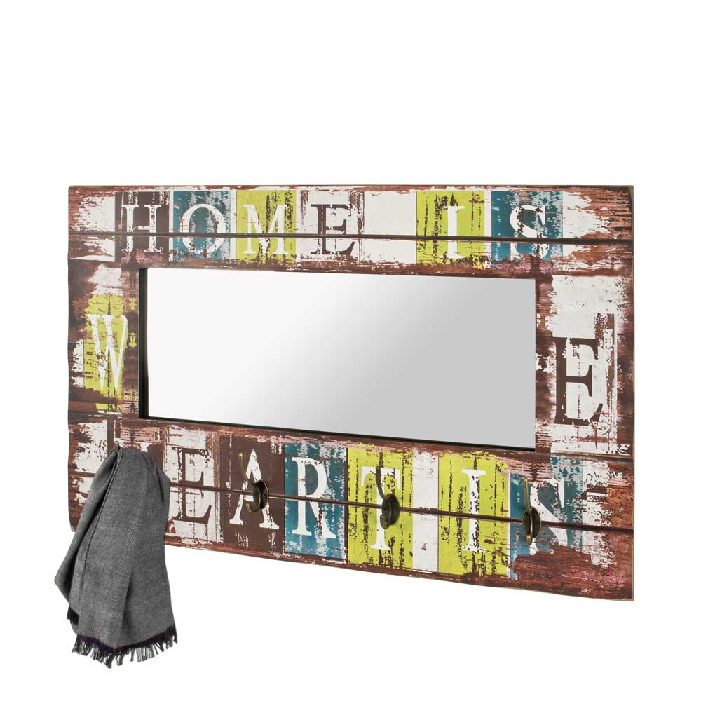 Wandgarderobe Rivossa in Bunt mit Spiegel und Haken