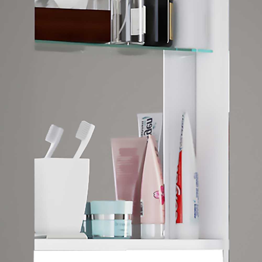 Breiter Badezimmer Spiegelschrank Eccion in Weiß mit Drehtüren