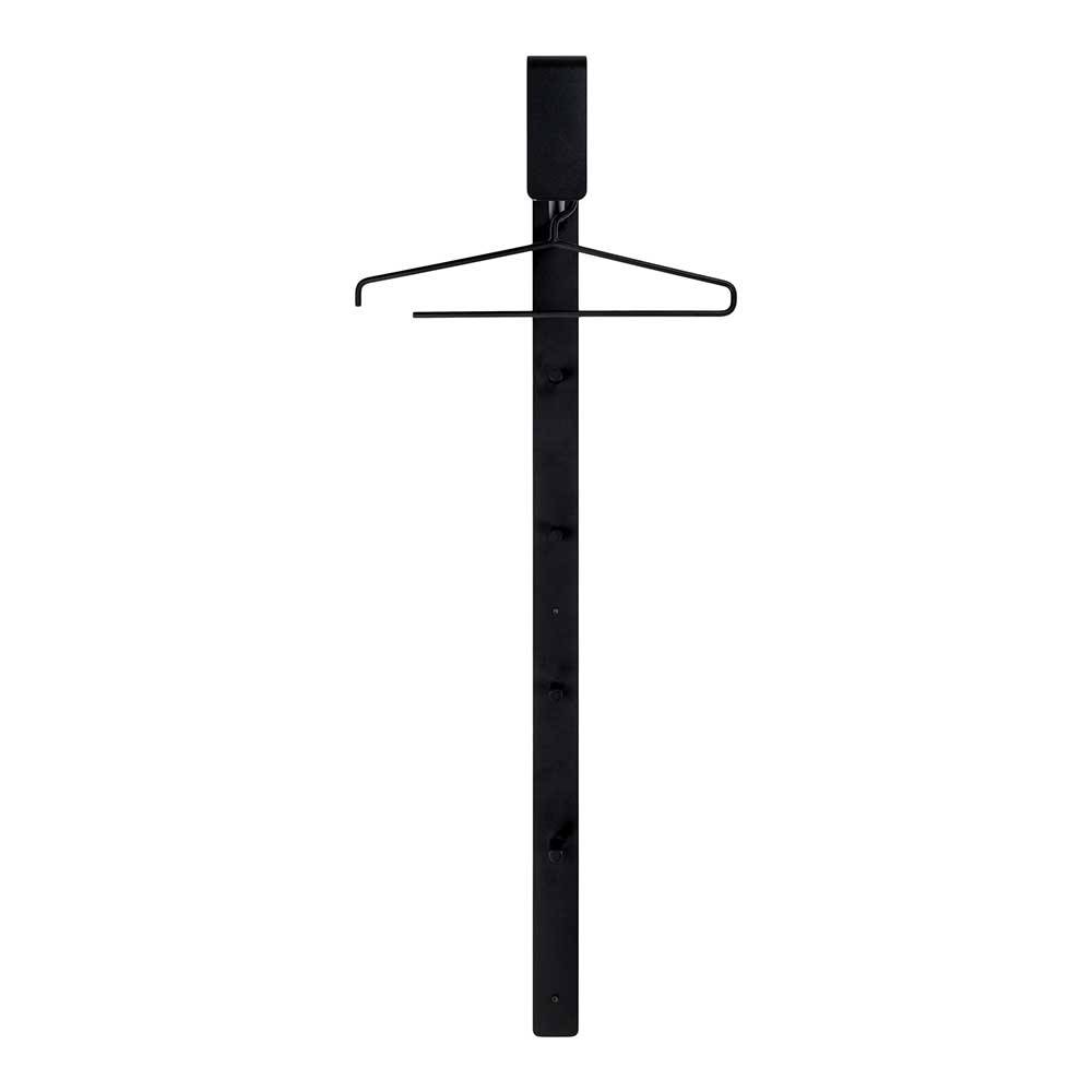 Schwarze Wandgarderobenleiste Metrian mit Kleiderstange aus Stahl