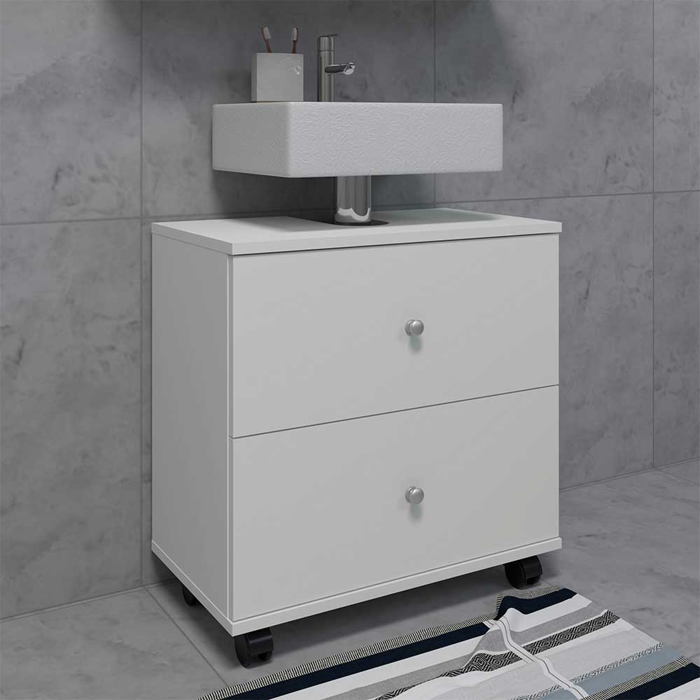 Waschtischunterschrank Osmin in Weiß mit zwei Schubladen