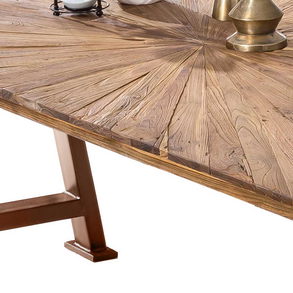 Holztisch Massiv Elta mit A Fußgestell aus Metall