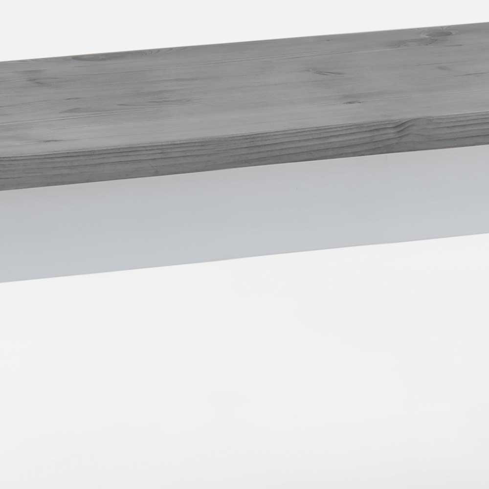 Holzbank ohne Lehne Alveria aus Kiefer Massivholz in Grau und Weiß