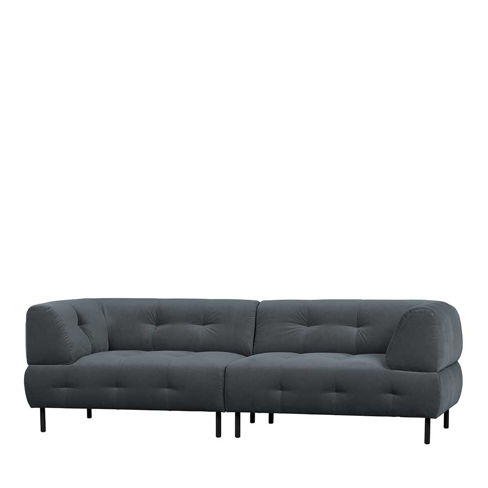 Hochwertiges Sofa Issiaco in Dunkelgrau aus Samt und Metall