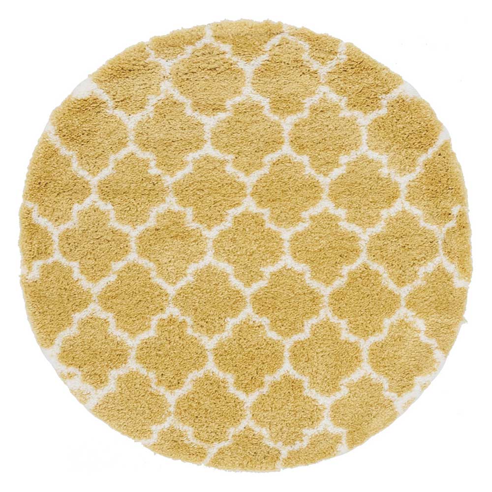 Hochflor Teppich Maximerus in Gelb & Cremefarben im Skandi Design