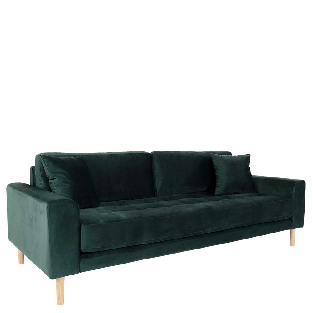 Dreisitzer Sofa Suzanas in Dunkelgrün Samt 210 cm breit