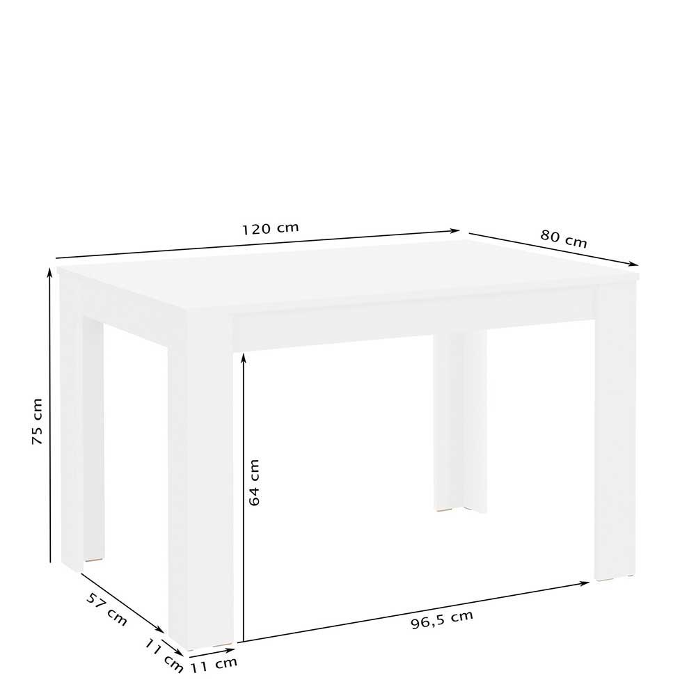 Beton Optik Esszimmer Tisch Noele in Grau 75 cm hoch