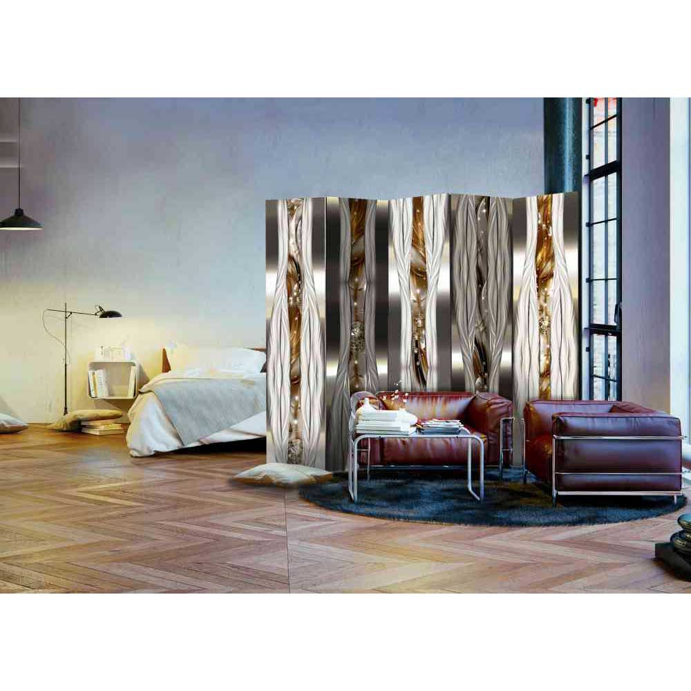 Moderner Paravent Ocnano mit Leinwand Füllung 225 cm breit