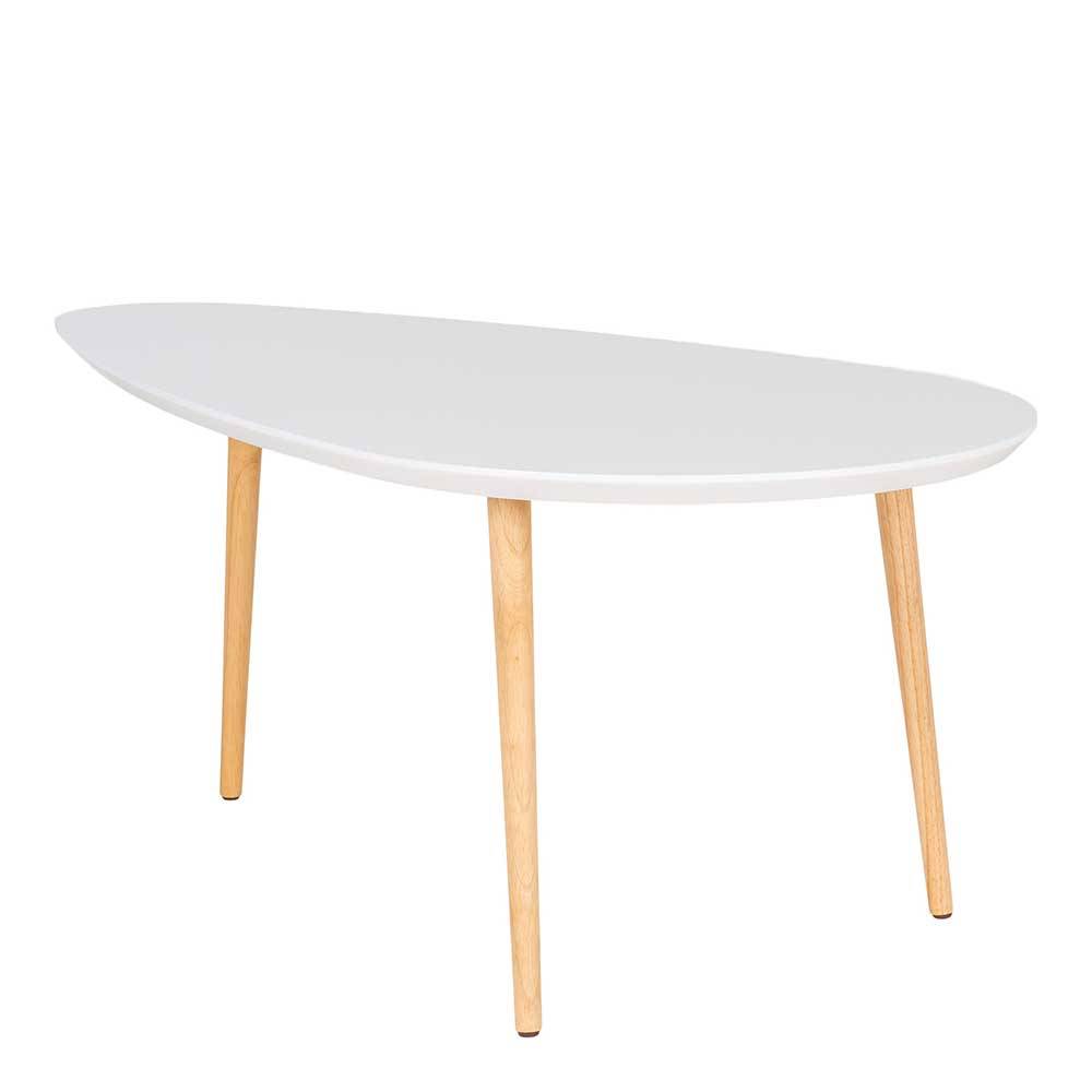 Skandi Design Wohnzimmer Tisch Tiwegus in Weiß und Holz Naturfarben