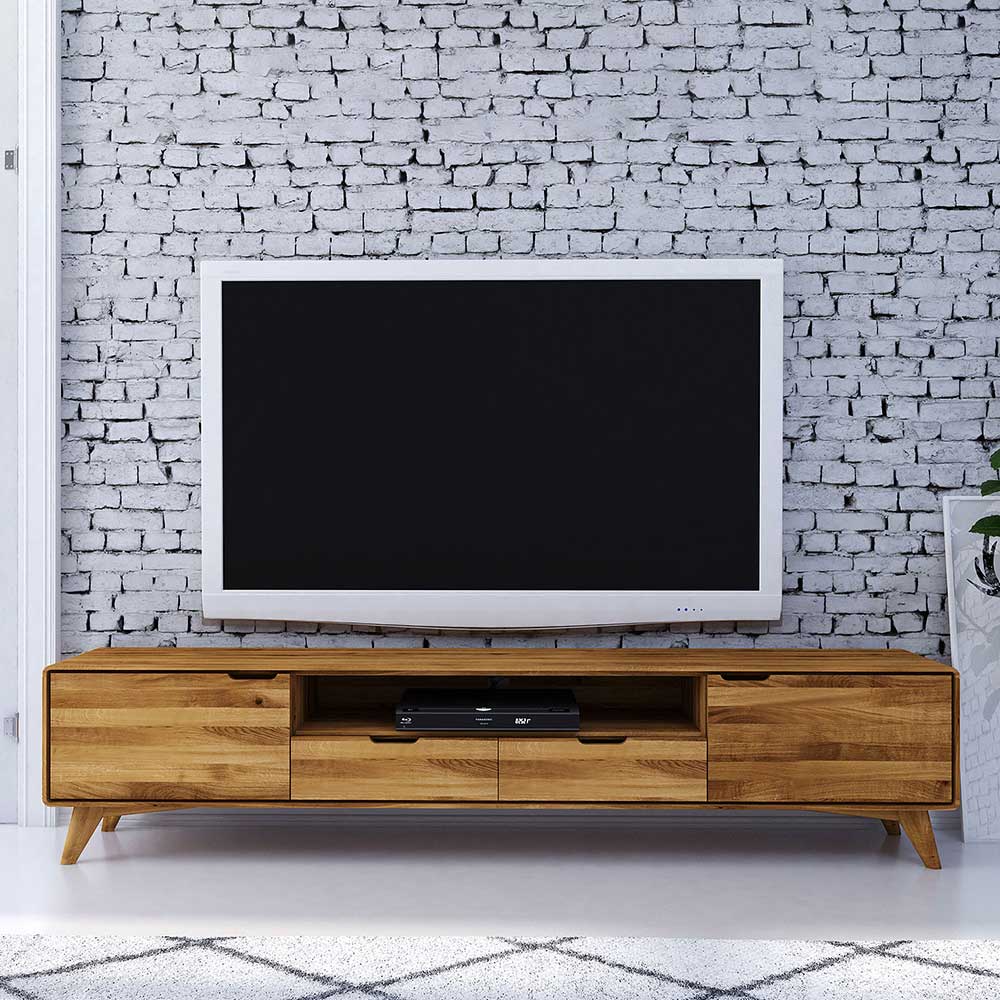 Fernseh Unterschrank Vinial aus Wildeiche Massivholz 220 cm breit