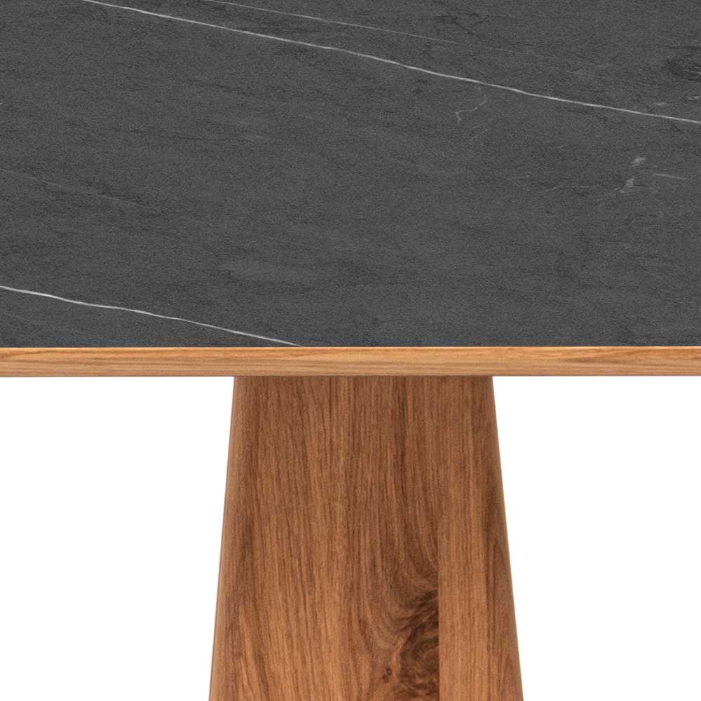 Wohnzimmer Tisch Jame in schwarzer Marmoroptik und Wildeichefarben