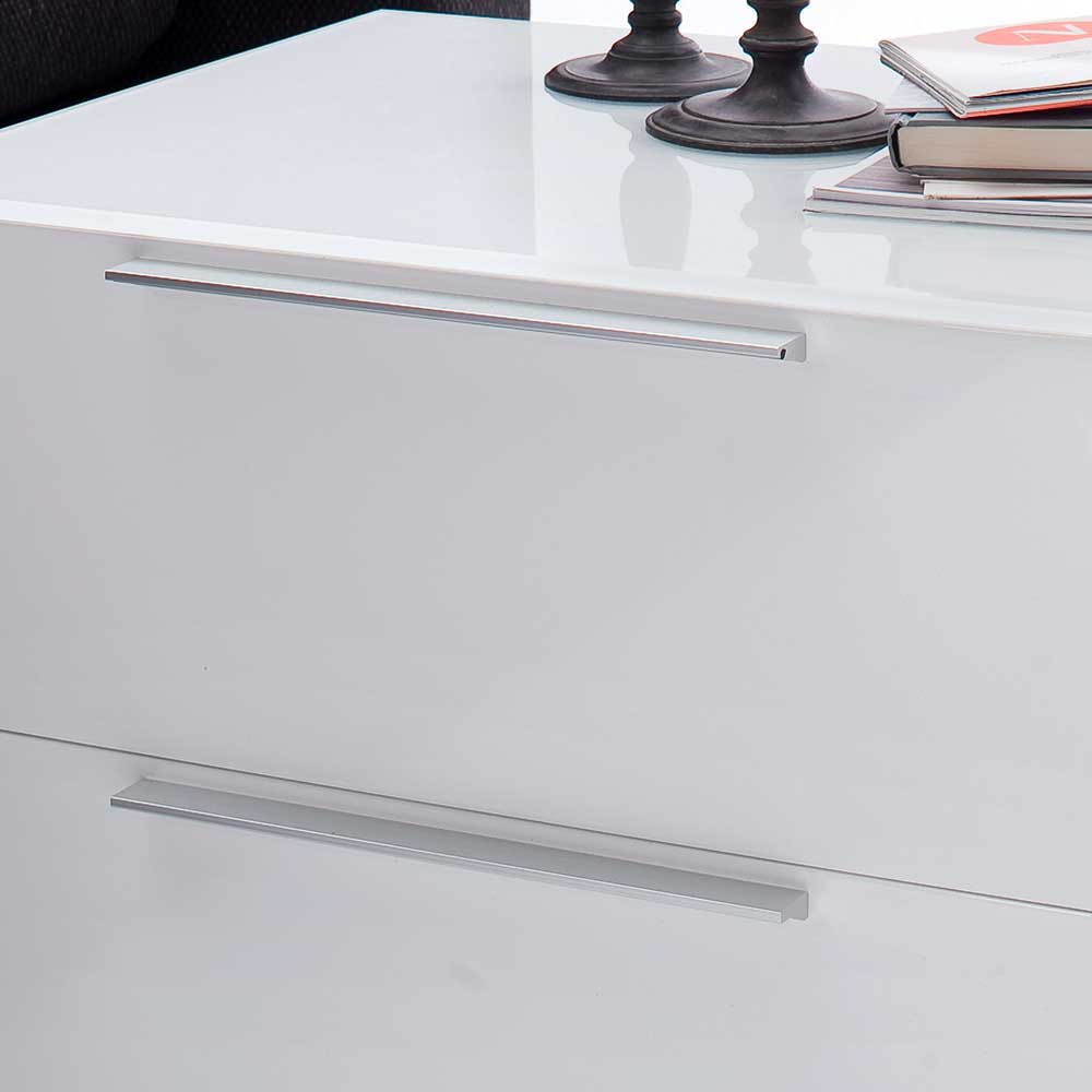 Nachttischkommode Flotho in Weiß mit 2 Schubladen