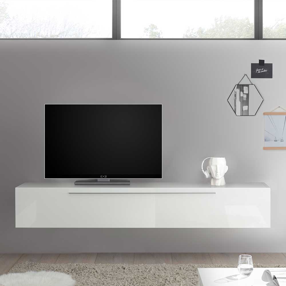 Fernseh Unterschrank Luoton in Weiß Hochglanz lackiert 210 cm breit