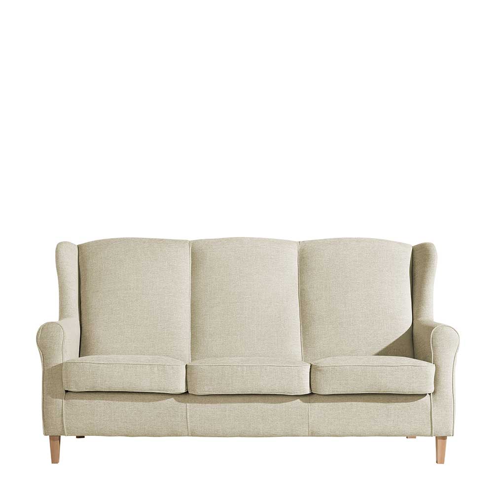 Dreisitzer Couch Beige Castagno 193 cm breit aus Chenillegewebe