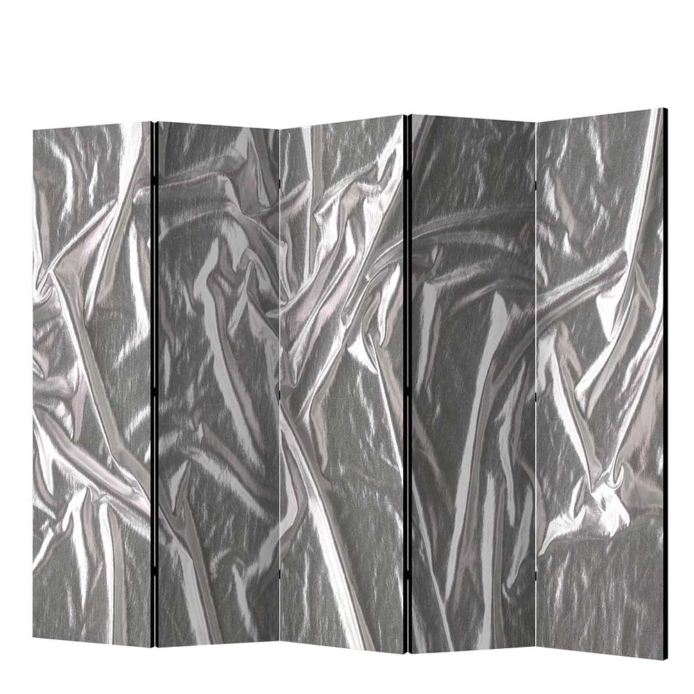 Moderner Raumteiler Knox in Grau und Silberfarben mit Leinwand Füllung