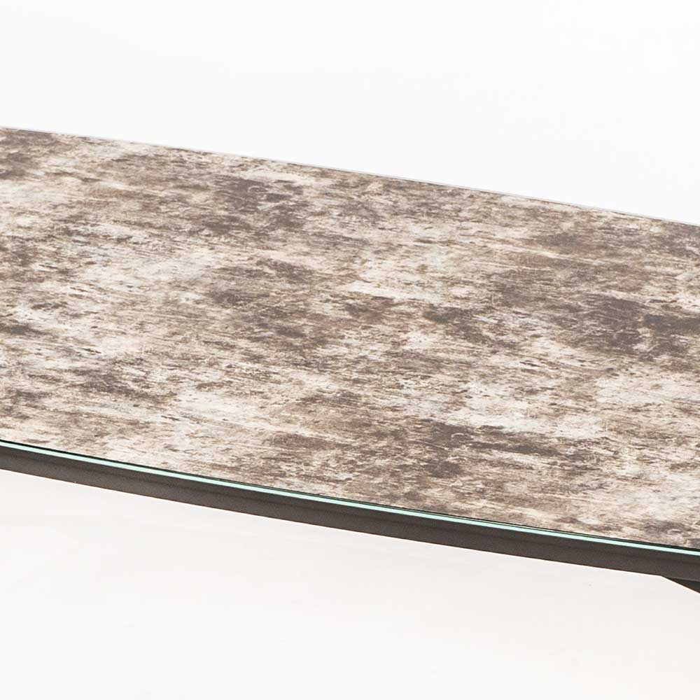 Design Glastisch Calesta in Braun und Dunkelgrau 85 cm breit