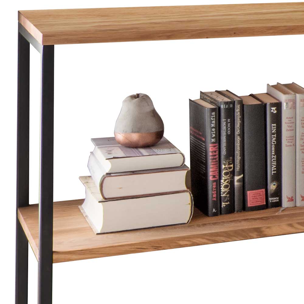 Bücherregal Dairos aus Wildeiche Massivholz und Stahl 80 cm breit