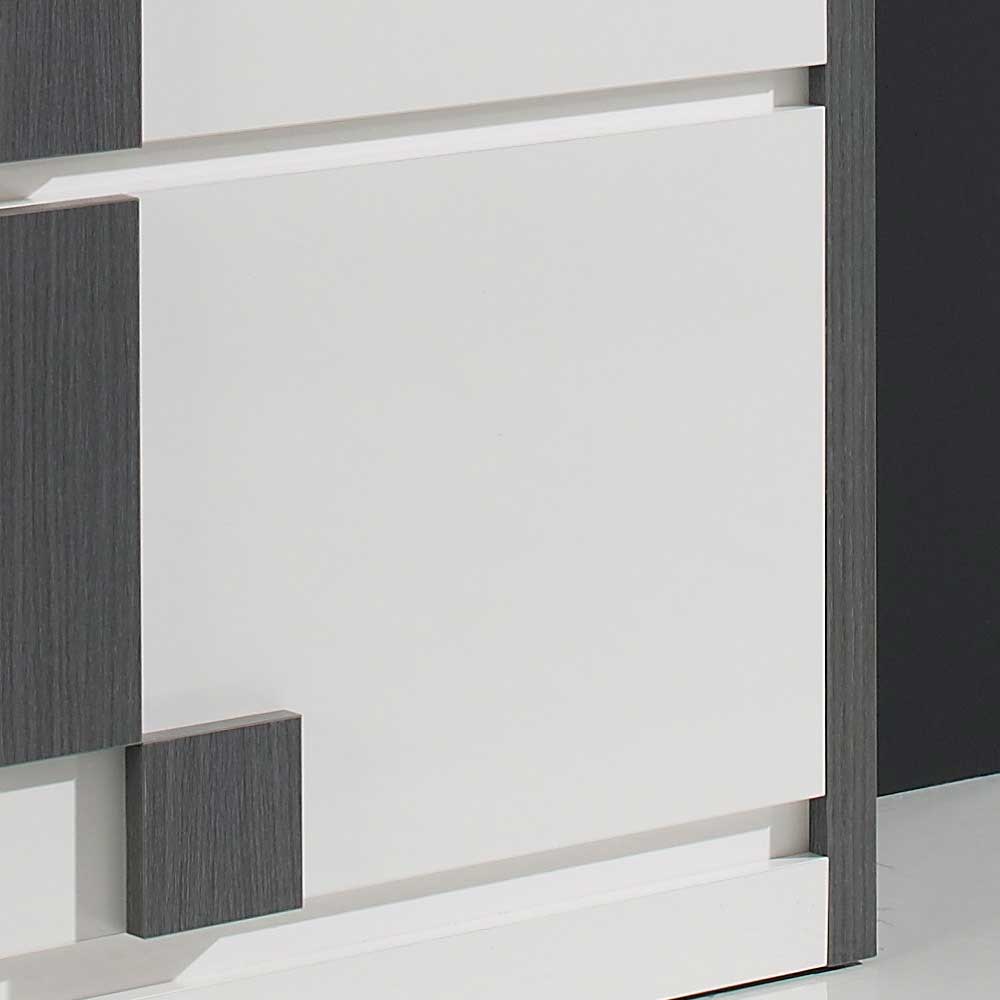 Garderobenschrank und Spiegel Balko in Weiß Hochglanz und Grau (zweiteilig)