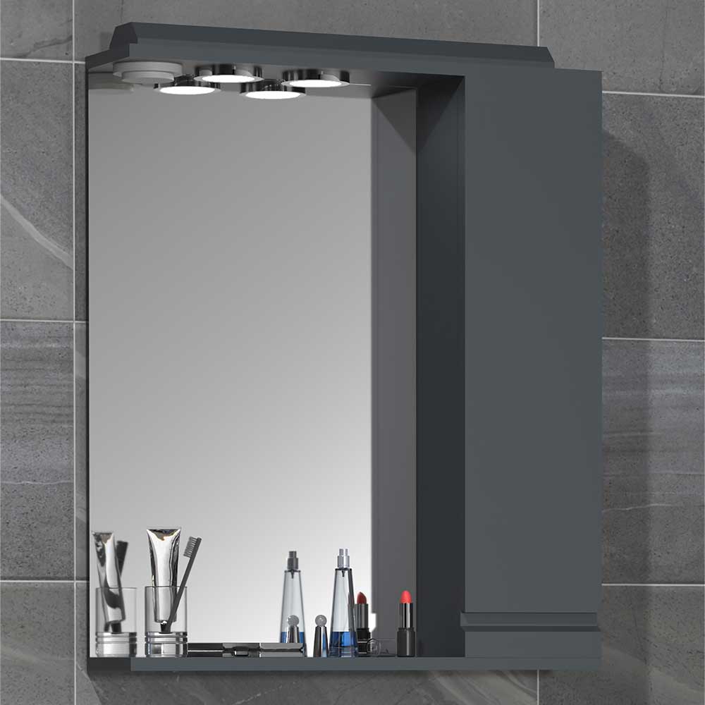 Badezimmer Spiegelschrank modern Fabolie in Anthrazit mit LED Beleuchtung