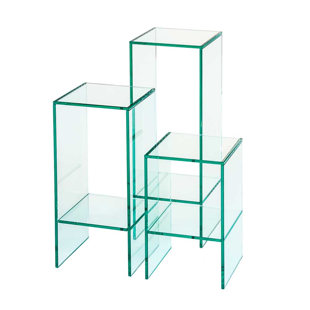 Glastisch Set Tannila - Pflanzensäulen in modernem Design (dreiteilig)