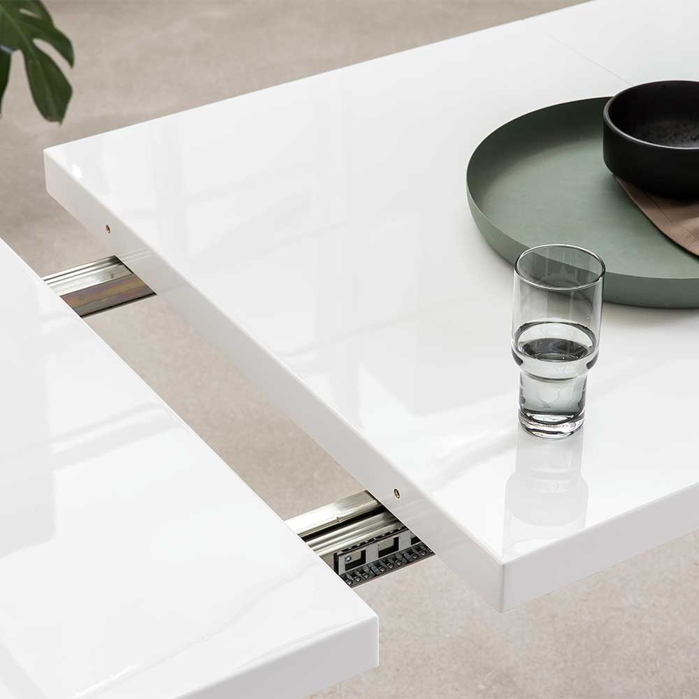 Moderner Esszimmer Tisch Furcia in Weiß mit Kulissenauszug